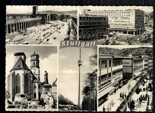 Stuttgart, Bahnhof, Zeppelinbau, Schillerplatz, Fernsehturm - 419090