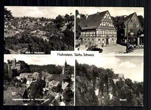 Hohnstein / Sächs. Schweiz, Blick vom Hockstein, Markt, Jugendherberge - 418536