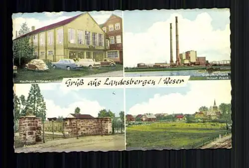 Landesbergen, Weser, Kr. Nienburg, Kaufhaus, Dampfkrafrwerk, Ortspartie - 418001