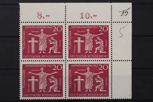 Deutschland (BRD), MiNr. 381 Viererblock Ecke rechts oben, postfrisch - 212461