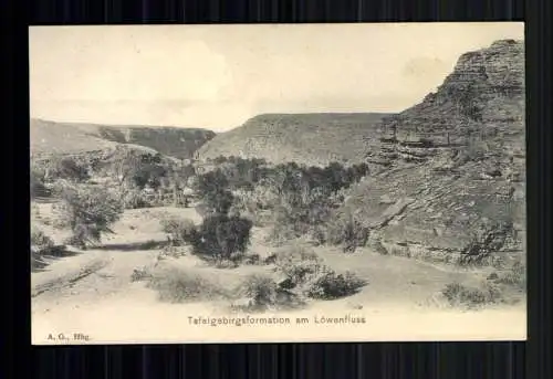 Deutsch-Südwest-Afrika, Tafelgebirgsformation am Löwenfluss - 419288