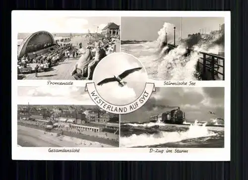 Westerland auf Sylt, Promenade, stürmische See, D-Zug im Sturm - 418660