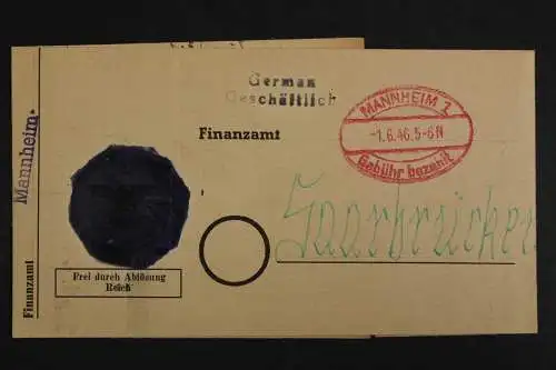 Mannheim Gebühr bezahlt roter Stempel vom 1.6.46 - 511473