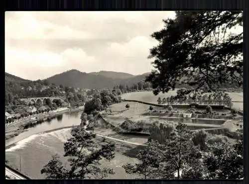 Ziegenrück/Thür., Blick auf die Saale, Sommerbad - 419474