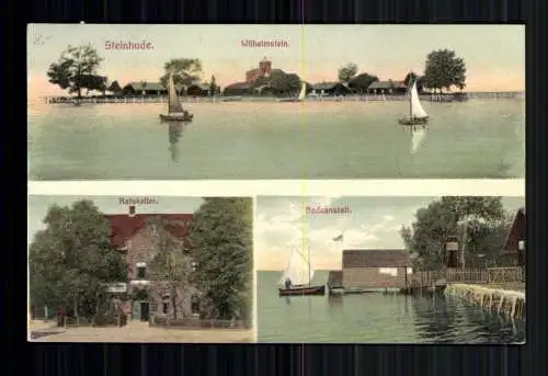 Steinhude am Meer, Ratskeller, Badeanstalt, Blick zur Insel Wilhemstein - 419185