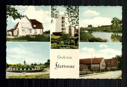 Flettmar/Münden/Aller, Bahnhofs-Gaststätte, Schule, Saatzucht - 419275