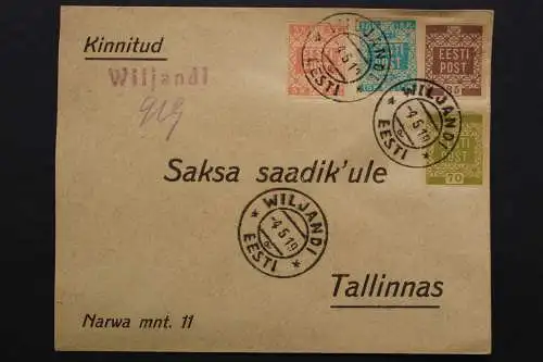 Estland, MiNr. 1-4, Not-R-Stempel Wiljandi, Gefälligkeitsbeleg - 511578