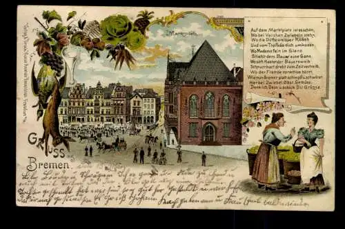 Bremen, Marktplatz, Karte mit Vers - 420432