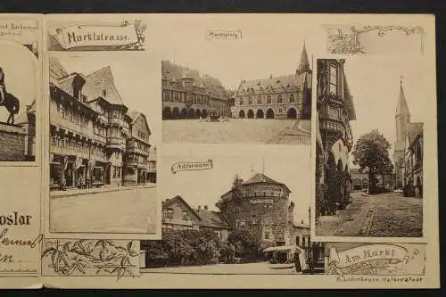 Goslar, 3-teilige Klappkarte, Gildehaus, Kaiserhaus, Brusttuch, Markt - 420866