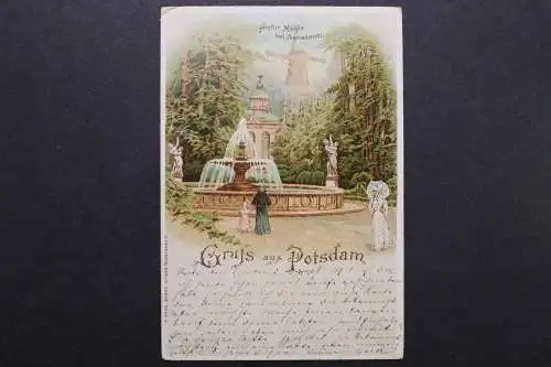 Potsdam, Historische Mühle bei Sanssouci, Springbrunnen - 420753