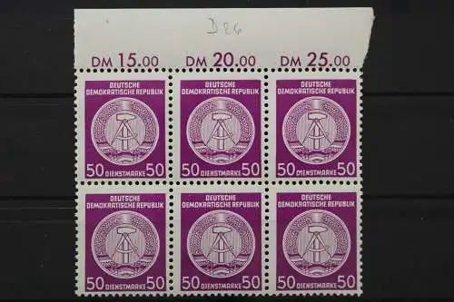 DDR Dienst A, MiNr. 26 x PLF I, 6er Block, Oberrand, postfrisch - 652645