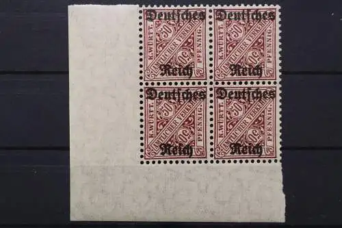 Deutsches Reich Dienst, MiNr. 63, 4er Block, Ecke li. unten, postfrisch - 653148