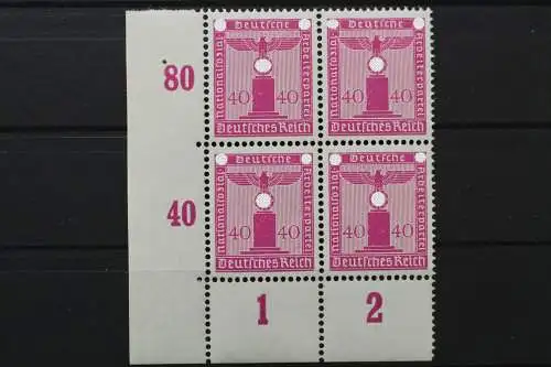 Deutsches Reich Dienst, MiNr. 165, 4er Block, Ecke links unten, postfrisch - 653119