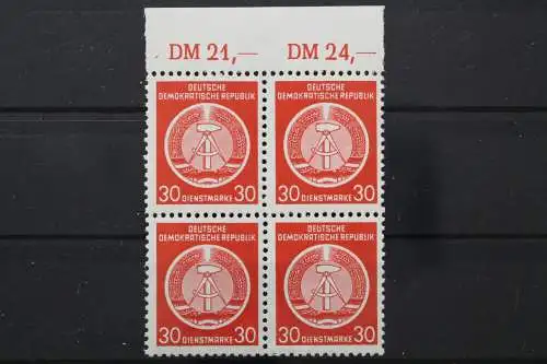 DDR Dienst A, MiNr. 11 x, 4er Block, Oberrand 21/24, postfrisch - 652634