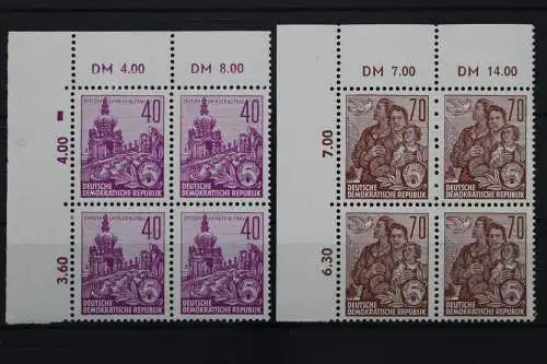 DDR, MiNr. 583 B + 585 B, 4er Blöcke, Ecke links oben, postfrisch - 653321