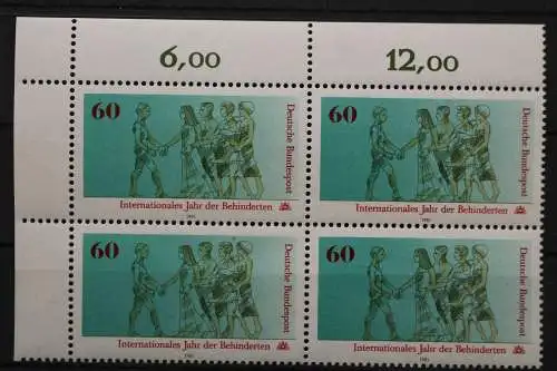 Deutschland, MiNr. 1083, Viererblock, Ecke li. oben, postfrisch - 653417