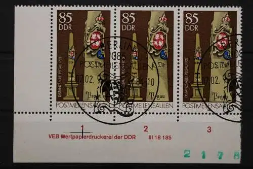 DDR, MiNr. 2856, Dreierstreifen, Ecke links unten, DV, ESST - 653317