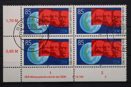 DDR, MiNr. 2788, Viererblock, Ecke links unten, DV 3, gestempelt - 653316