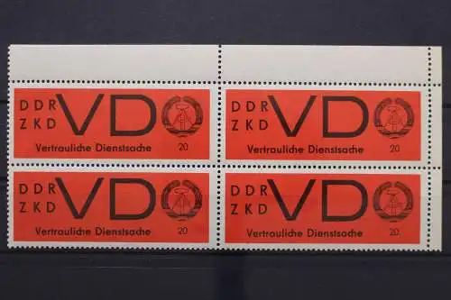 DDR Dienst D, MiNr. 3 x, 4er Block, Ecke rechts oben, postfrisch - 653262