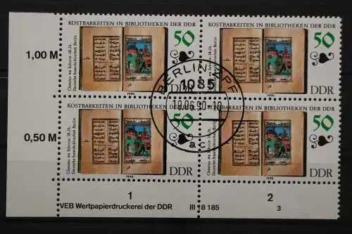 DDR, MiNr. 3342, Viererblock, Ecke mit DV 3, EST - 653302