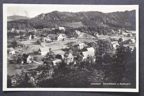 Jonsdorf, Zittauer Gebirge, Ortsansicht, Albertfelsen u. Hochwald - 423070