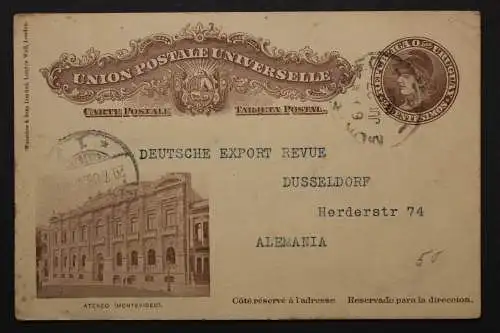 Uruguay, Ganzsache Hotel Alteno nach Deutschland, 1908 - 512250