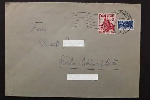 Bizone, MiNr. 71 auf Brief ab Nürnberg - 511959