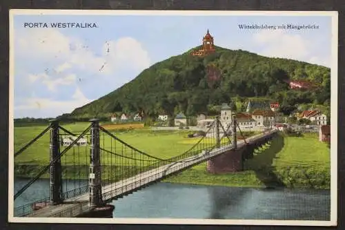 Porta Westfalika, Teilansicht, Wittekindsberg mit Hängebrücke - 424414