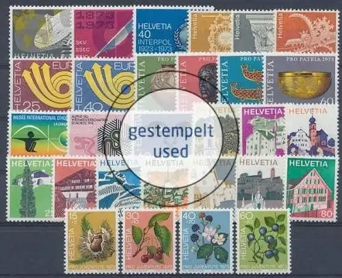 Schweiz, MiNr. 988-1016, Jahrgang 1973, gestempelt - 201601