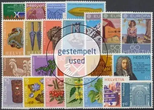 Schweiz, MiNr. 1046-1068, Jahrgang 1975, gestempelt - 201603