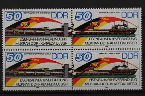 DDR, MiNr. 3052 PF I, Viererblock, postfrisch - 659380