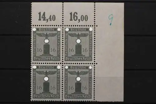 Deutsches Reich Dienst, MiNr. 151 Viererblock, Ecke re. oben, postfrisch - 662285