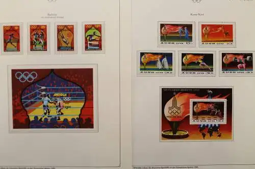 Olympische Spiele 1980, über 80 Vordruckblätter mit Briefmarken - 707282