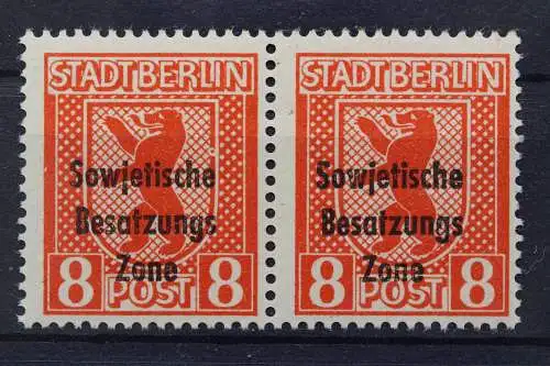 Sowj. Zone, MiNr. 202 A (PF 3 A I) waagerechtes Paar, postfrisch - 201875