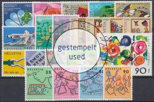 Schweiz, MiNr. 1364-1384, Jahrgang 1988, gestempelt - 201614