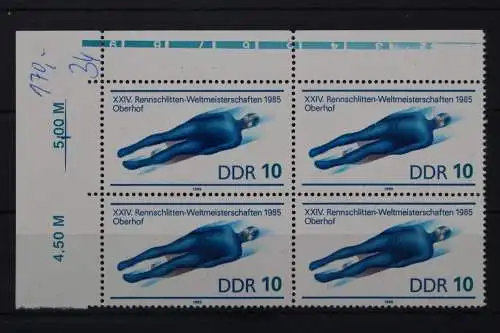 DDR, MiNr. 2923, Viererblock, Ecke links oben, postfrisch - 661287