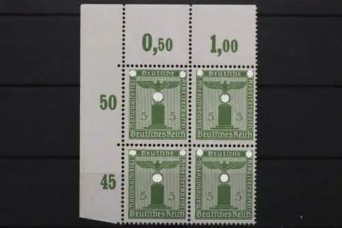 Deutsches Reich Dienst, MiNr. 158 Viererblock, Ecke li. oben, postfrisch - 662281