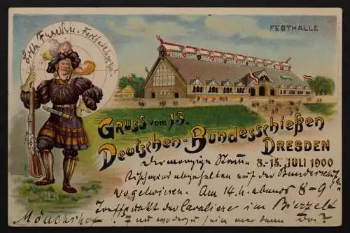 Dresden, Gruß vom 13. Deutschen Bundesschiessen 1900 - 422736