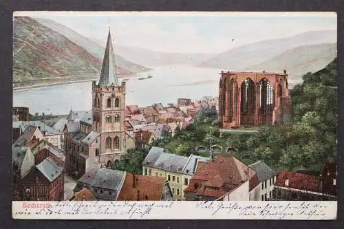 Bacharach am Rhein, Block vom Ort auf den Rhein - 422678