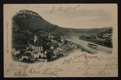 Königstein, Ort mit Festung und Elbe - 422696