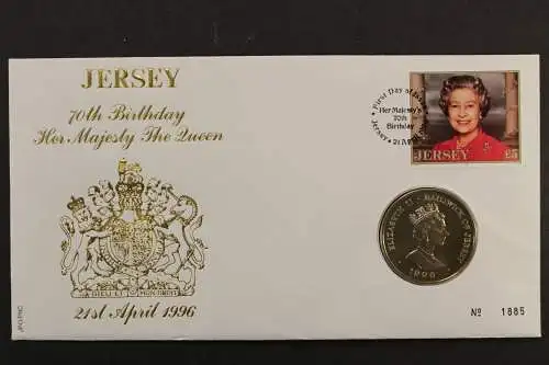 Jersey, 70. Geburtstag von Königin Elizabeth II., 1996, Numisbrief - 207481