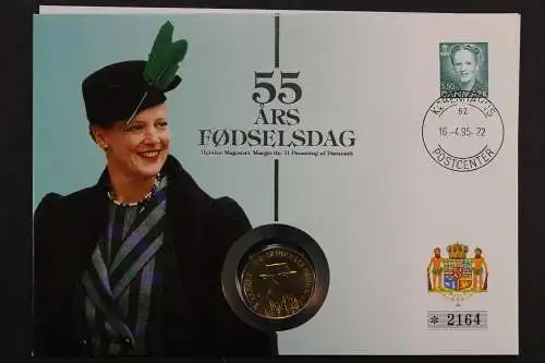 Dänemark, 55. Geburtstag v. Königin Margarethe, 1995, Numisbrief - 207461