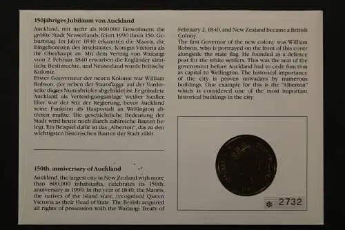 Neuseeland, 150 Jahre Auckland, 1990, Numisbrief - 662660