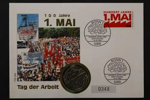 Deutschland, Numisbrief, Tag der Arbeit mit 10 Mark 1. Mai, 19.4.1990 - 662747