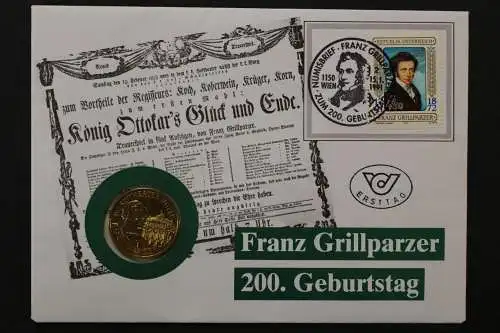 Österreich, Franz Grillparzer, 15.1.1991, Numisbrief - 662662