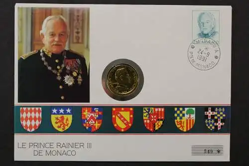 Monaco, Numisbrief, Prinz Rainer III., 24.9.1991 - 662649