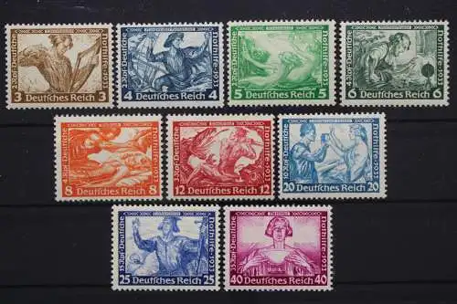 Deutsches Reich, MiNr. 499-507, postfrisch, BPP Fotobefund - 213502