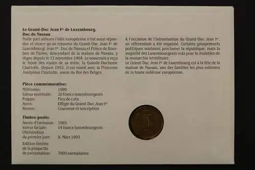 Luxemburg, Le Grand-Duc Jean de Luxemburg, 8.3.1993, Numisbrief - 662648