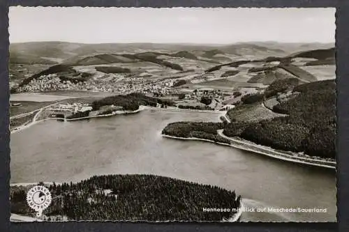 Meschede, Luftbild, Hennesee mit Blick auf Meschede - 424066