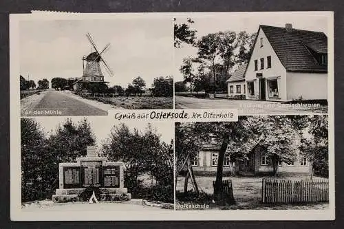 Ostersode, Kr. Osterholz, Mühle, Bäckerei Lütjen, Denkmal, Volksschule - 424520